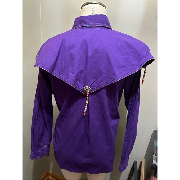 Vintage Arroyo Women’s Purple Embroidered Western Indian Button Up Shirt Size M - Picture 6 of 15